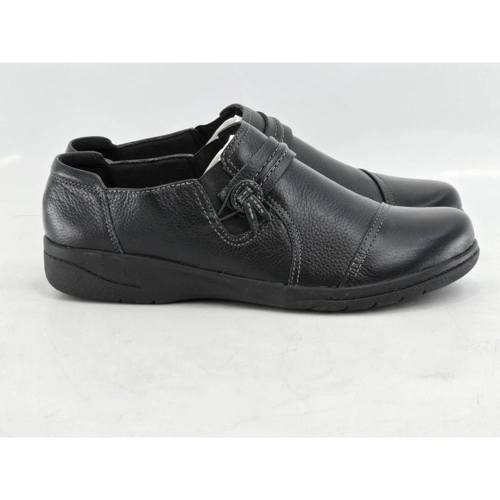 Clarks Collection Slip On Loafers Womens 10 Black Leather Ortholite - Excellent